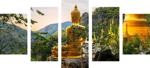 5-dílný obraz pohled na zlatého Budhu
