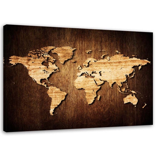 Obraz na plátně Mapa světa Dřevo