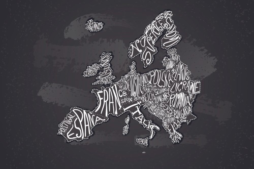 Tapeta Evropská mapa s texty