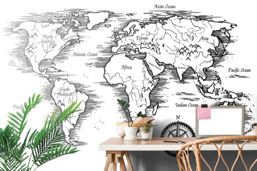 Tapeta zajímavá mapa světa s kompasem