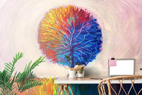 Tapeta barevný akvarelový strom