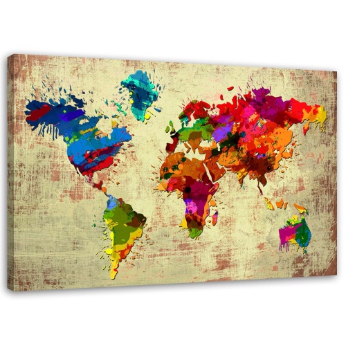 Obraz na plátně Barevná světová mapa