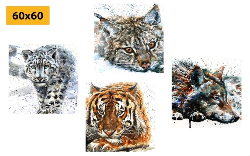 Set obrazů zvířata v nádherném akvarelovém provedení