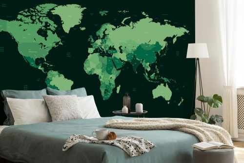 Tapeta detailní mapa světa v zeleném provení