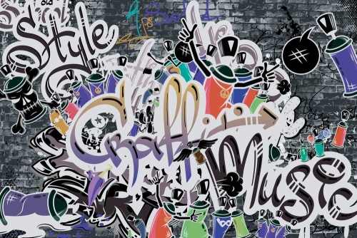 Tapeta trendy fialová graffiti stěna