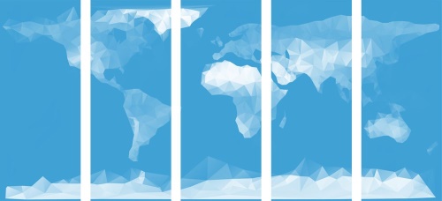 5-dílný obraz mapa světa v polygonálním stylu