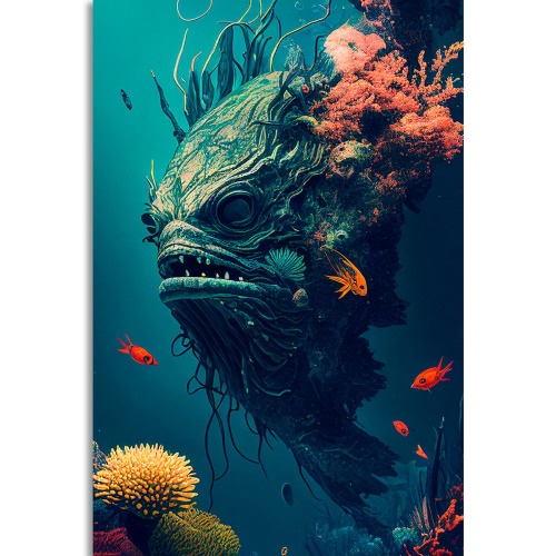 Obraz surrealistická podmořská příšera