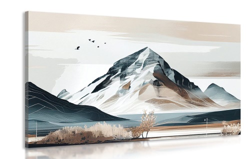 Obraz malebné hory ve skandinávském stylu