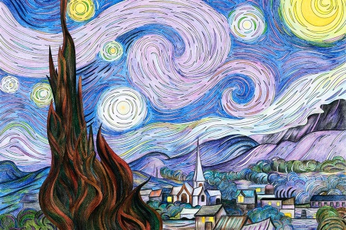 Samolepící tapeta Hvězdná noc - Vincent van Gogh cm