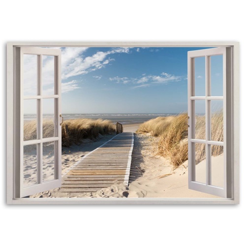 Obraz na plátně Pohled z okna na pláž
