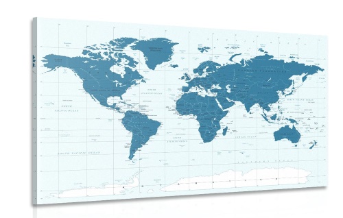 Obraz politická mapa světa v modré barvě
