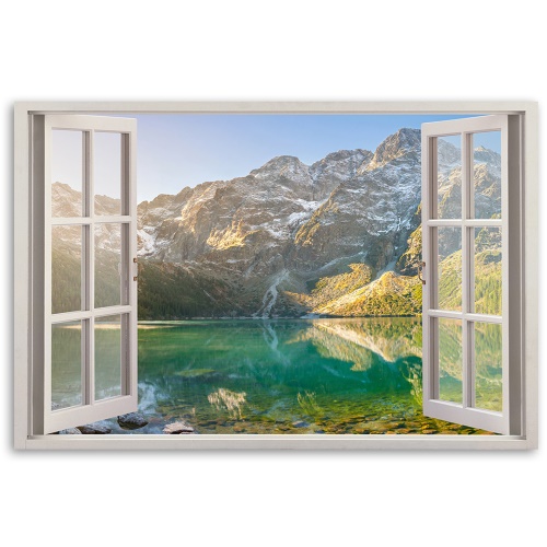 Obraz na plátně, Okno jezera v horách Natura