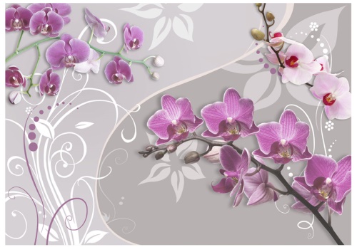 Fototapeta - Flight of purple orchids
