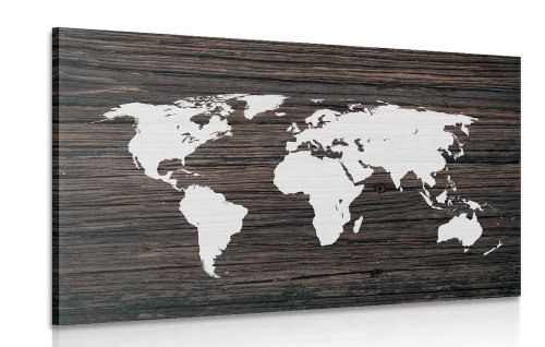 Obraz mapa světa na dřevě