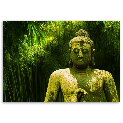 Obraz na plátně FLAT Buddha Zelené bambusové listy