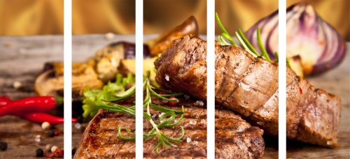 5-dílný obraz grilovaný hovězí steak