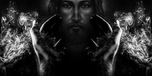 Obraz víra v Ježíše v černobílém provedení