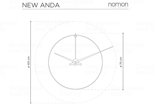 Designové nástěnné hodiny Nomon New Anda L black 100cm