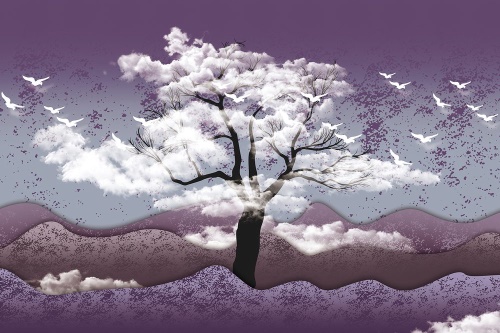Tapeta strom zalitý oblaky