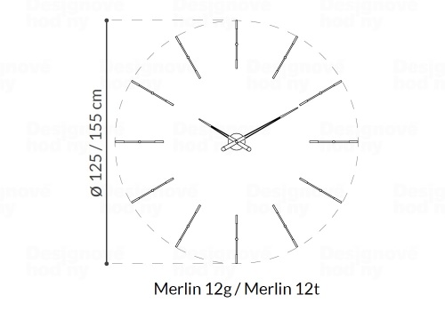 Designové nástěnné hodiny Nomon Merlin Wenge 125cm
