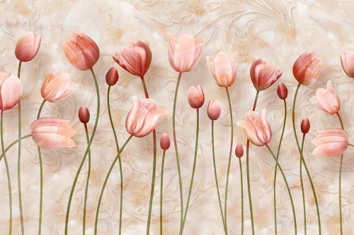 Samolepiaca tapeta staroružové tulipány