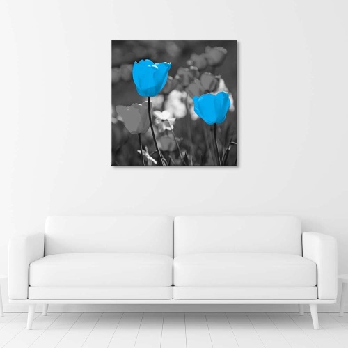 Obraz na plátně Tulipánové květiny Příroda Modrá