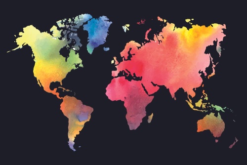 Tapeta mapa světa v barevném provední