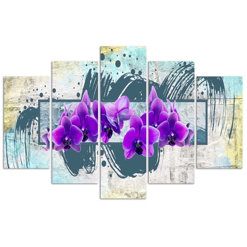 Obraz na plátně pětidílný Orchidej Fialový květ