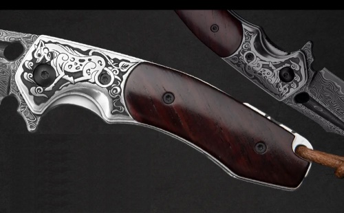 KnifeBoss damaškový zavírací nůž Horse VG-10