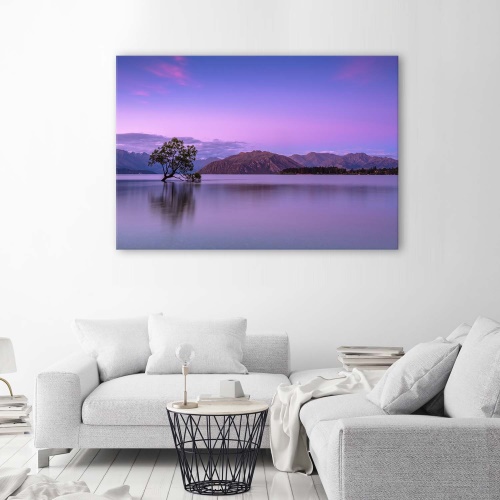 Obraz na plátně Tree Lake Purple