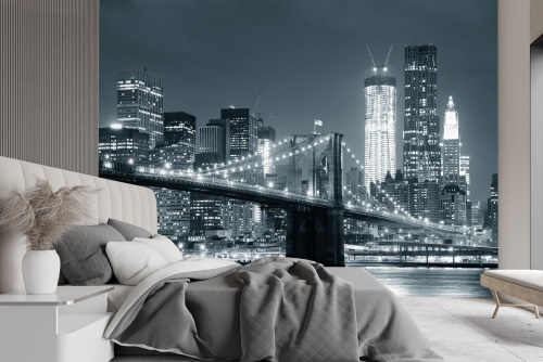 Fototapeta, New York Brooklyn Bridge černobílý