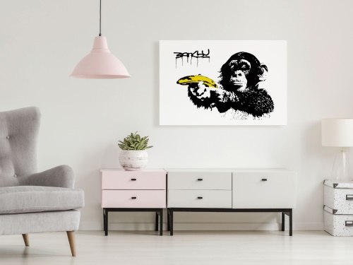 Obraz - Banksy: Monkey with Banana (1 Part) Wide