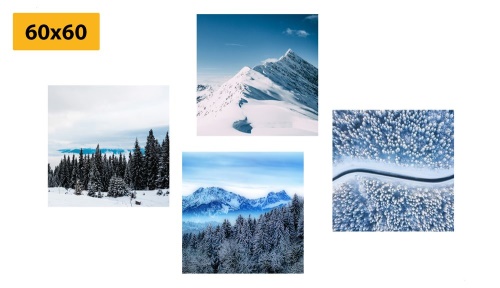 Set obrazů krásy zasněžené přírody