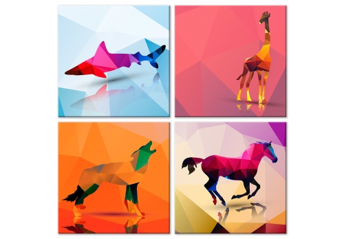 Obraz - Geometric Animals (4 Parts)