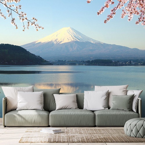 Samolepící fototapeta výhled z jezera na Fuji