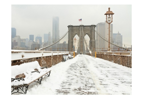 Fototapeta - Snow-covered bridge in New York