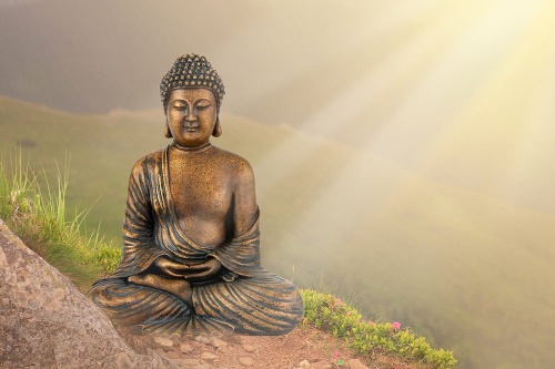 Samolepící tapeta socha Buddhy v meditující poloze