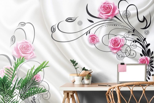 Tapeta růžové květy na abstraktním pozadí