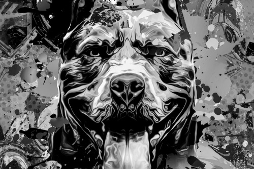 Obraz ilustrace psa v černobílém provedení