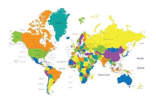 Obraz barevná mapa světa na bílém pozadí