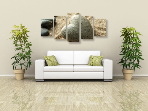 5-dílný obraz Zen kámen ve tvaru srdce