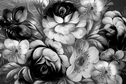Tapeta černobílé květiny
