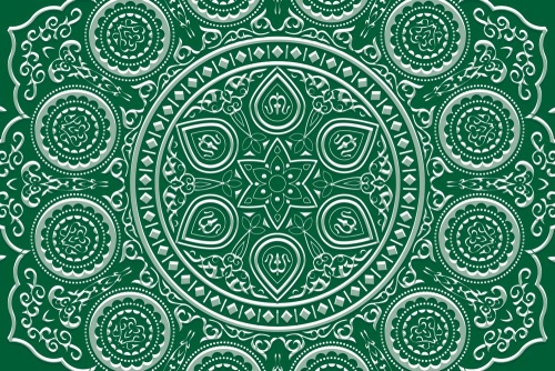 Tapeta jemná etnická Mandala v zeleném provedení