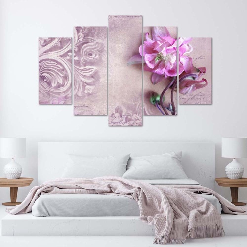Obraz na plátně pětidílný Růžová květinová abstrakce