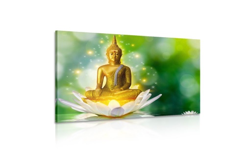 Obraz zlatý Budha na lotosovém květu