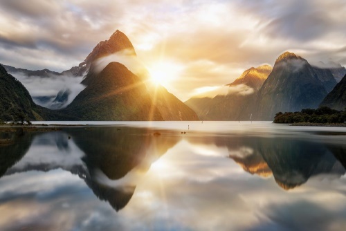 Obraz krásný východ slunce na Novém Zélandu