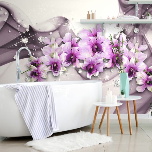 Tapeta krásné fialové květiny na abstraktním pozadí