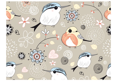 Fototapeta - Natural pattern with birds