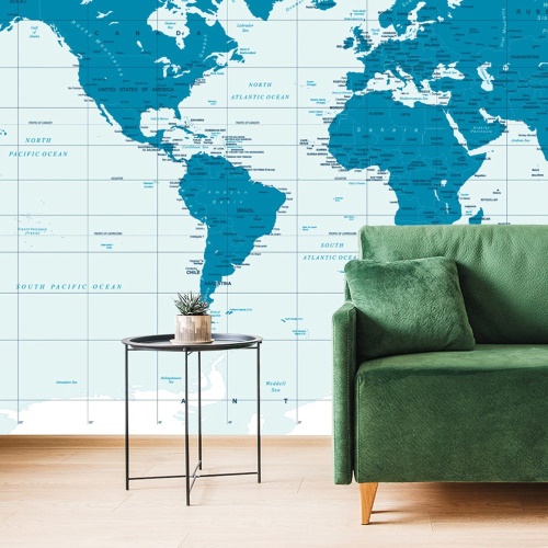 Tapeta politická mapa světa v modrém provedení