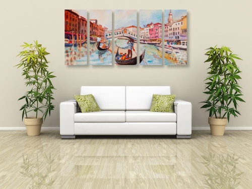 5-dílný obraz benátská gondola